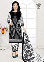 Avkar Black Beauty Black & White Pattern Printed Cotton Dress Material Catalog