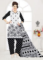 Avkar Black Beauty Black & White Pattern Printed Cotton Dress Material Catalog