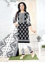 Avkar Black Beauty Black & White Pattern Printed Cotton Dress Material Catalog