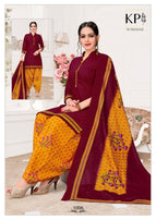 KP Priyanka Patiyala Printed Cotton Dress Material Catalog Collection