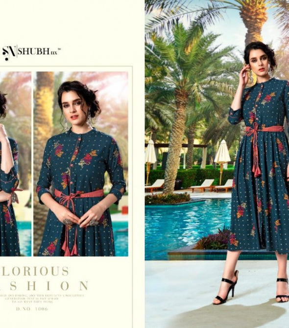 Shubh Nx Aayat Rayon Printed Long Kurti Catalog Collection