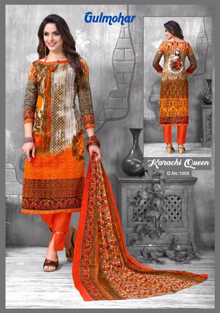 Nafisa Cotton Gulmohar Karachi Queen Printed Dress Material Catalog