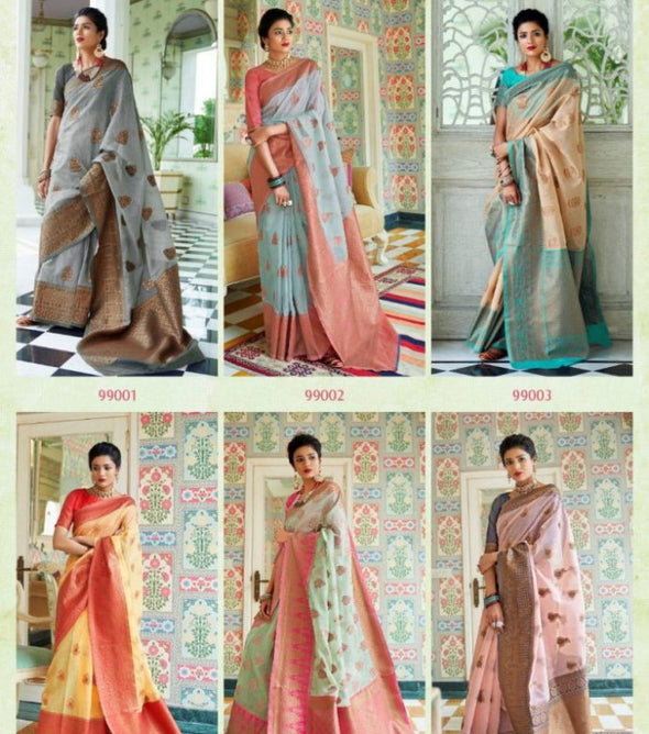 Rajtex Kanvas Linen Pure Linen Silk Saree Catalog Collection
