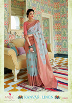 Rajtex Kanvas Linen Pure Linen Silk Saree Catalog Collection