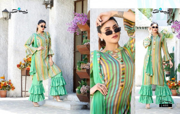 Your Choice Lyner Jam Silk Sharara Style Salwar Kameez Catalog Collection