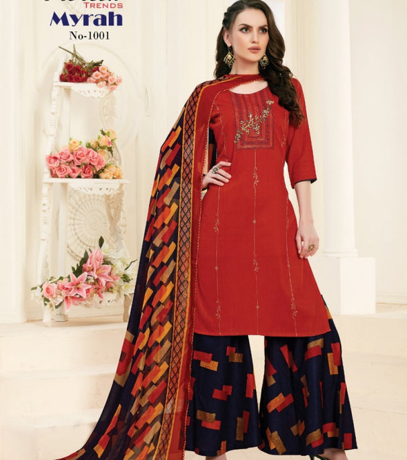 Floreon Trendz Myrah Heavy Glaze Cotton Silk With Fancy Embroidery and Hand Work Dresses Catalog
