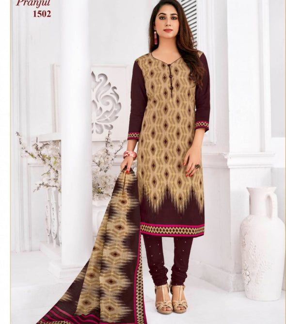 Pranjul Priyanka Vol-15 Attractive Printed Cotton Dress Material Catalog