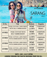 Juvi Fashion Sarng Vol-1 Pakistani Style Salwar Suits Catalog Collection