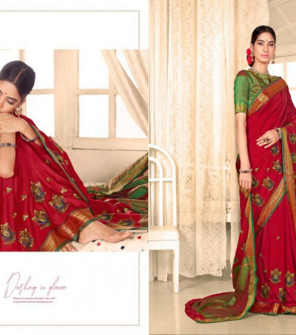 Shangrila Rudraksh Weaving Silk With Embroidery Work Saree Catalog Collection