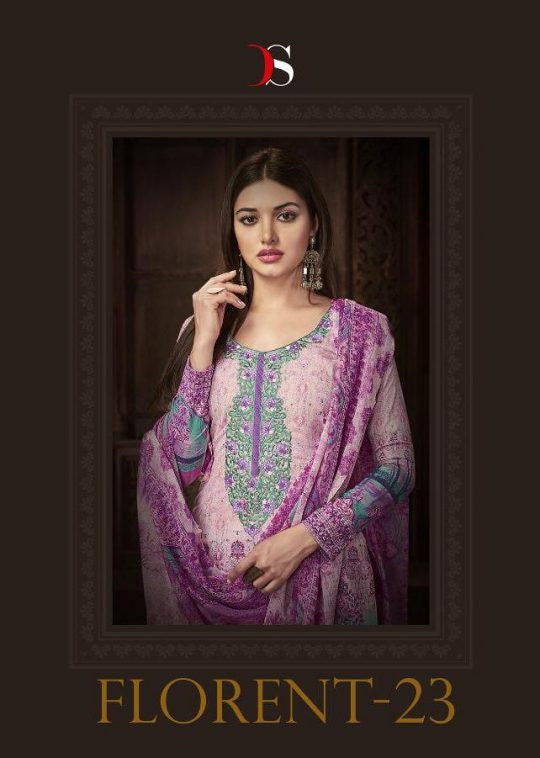Deepsy Florent Vol-23 Cotton Embroidery Work Pakistani Style Suits Catalog