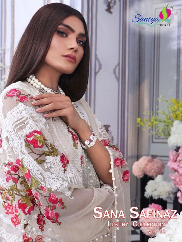 Saniya Trendz Luxury Lawn Collection Vol-19 Pakistani Style Salwar Kameez Catalog Collection