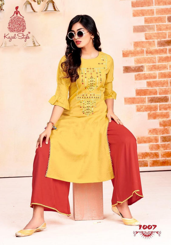 Kajal Style Fashion Beats Vol-1 Rayon Kurti With Bottom Catalog Collection