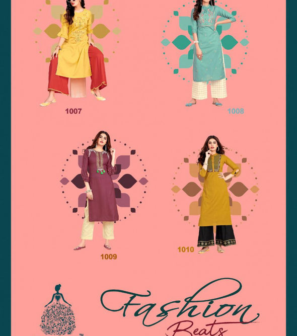 Kajal Style Fashion Beats Vol-1 Rayon Kurti With Bottom Catalog Collection