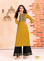 Kajal Style Fashion Beats Vol-1 Rayon Kurti With Bottom Catalog Collection