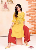 Kajal Style Fashion Beats Vol-1 Rayon Kurti With Bottom Catalog Collection