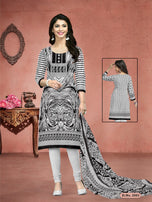 Meenaxi Cotton Black Queen Printed Cotton Dress Material Catalog