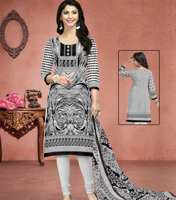 Meenaxi Cotton Black Queen Printed Cotton Dress Material Catalog