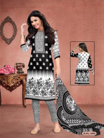 Meenaxi Cotton Black Queen Printed Cotton Dress Material Catalog