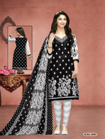 Meenaxi Cotton Black Queen Printed Cotton Dress Material Catalog