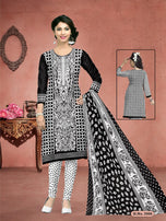 Meenaxi Cotton Black Queen Printed Cotton Dress Material Catalog