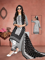 Meenaxi Cotton Black Queen Printed Cotton Dress Material Catalog
