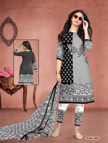 Meenaxi Cotton Black Queen Printed Cotton Dress Material Catalog