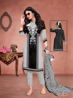 Meenaxi Cotton Black Queen Printed Cotton Dress Material Catalog