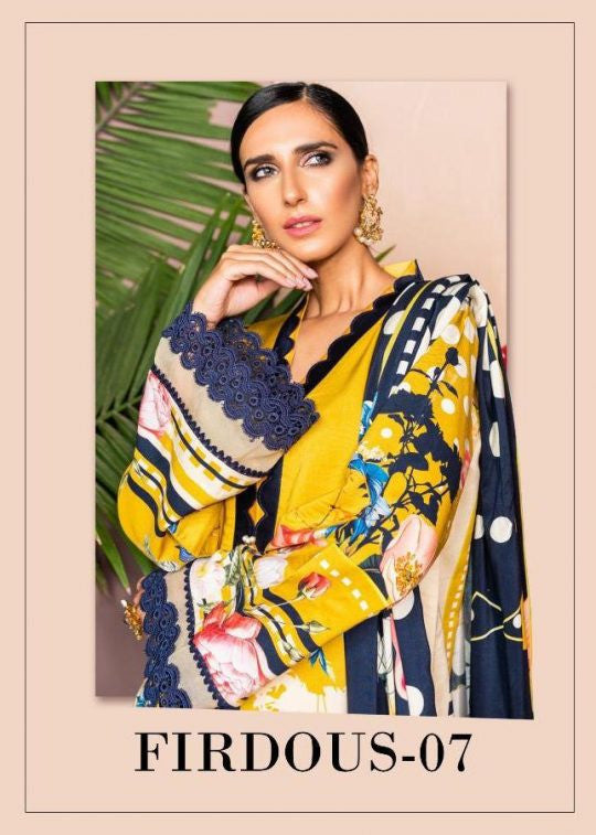 Deepsy Firdous Vol-7 Cotton Pakistani Print With Embroidery Dress Material Catalog
