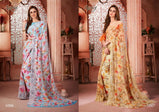 Saroj Senorita Georgette With Flower Print Saree Catalog Collection