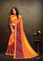 Kodas Bindiya Vol-2 Heavy Rennial Bandhani Print With Border Saree Catalog