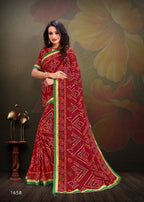 Kodas Bindiya Vol-2 Heavy Rennial Bandhani Print With Border Saree Catalog