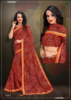 Kodas Bindiya Vol-2 Heavy Rennial Bandhani Print With Border Saree Catalog