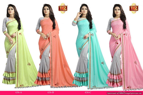 TIZ 636 Colorful Fancy Stylish Dola Silk Saree Catalog