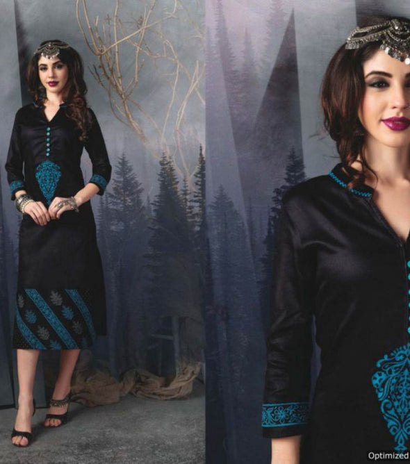 Itrana Black Beauty Cotton Satin Kurtis Catalog
