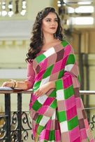 Nakshatra Silk Cotton Silk Checks Print Saree Catalog Collection