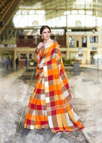 Nakshatra Silk Cotton Silk Checks Print Saree Catalog Collection