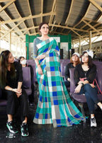 Nakshatra Silk Cotton Silk Checks Print Saree Catalog Collection