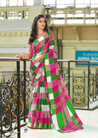 Nakshatra Silk Cotton Silk Checks Print Saree Catalog Collection