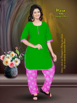 M Kena Vol-4 Kurti With Patiyala Bottom Catalog Collection