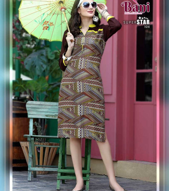 Bani Super Star Rayon Printed Kurti Medium Size Catalog