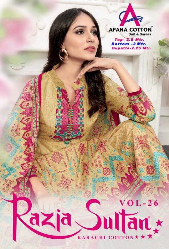 Razia Sultan Vol-26 Karachi Cotton Dress Material Catalog