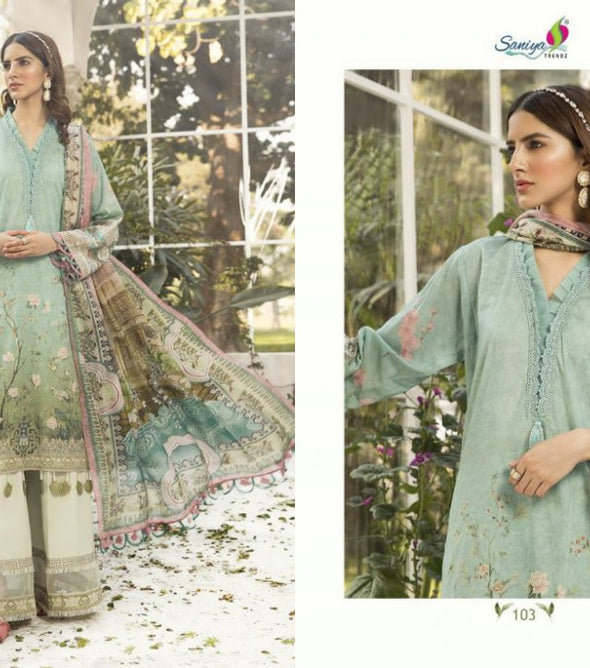 Saniya Trendz Maria B Lawn Print Pakistani Style Salwar Suits Catalog