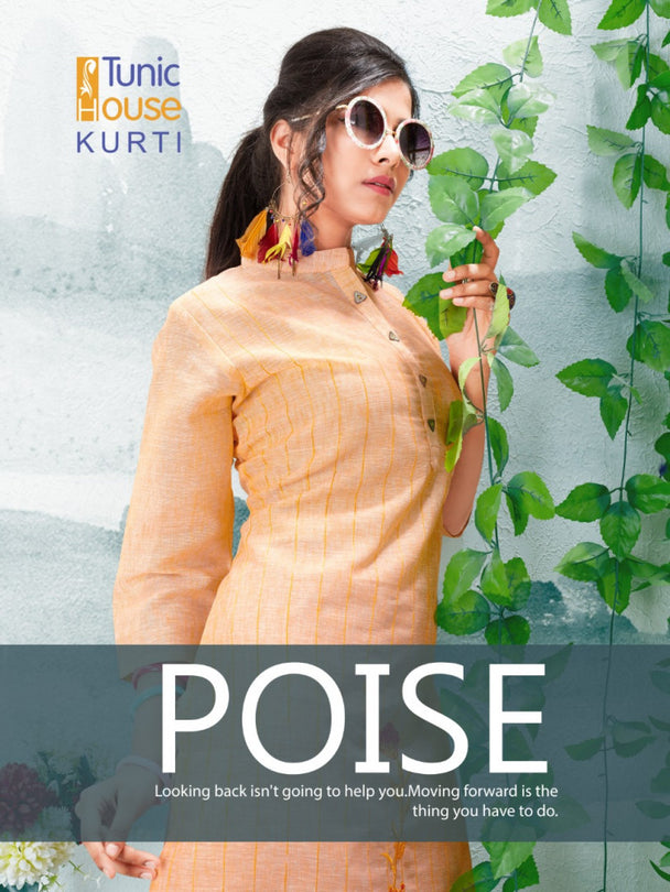 Tunic House Poise Pure Linen Embroidery Work Kurti Catalog Collection