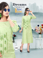 Tunic House Poise Pure Linen Embroidery Work Kurti Catalog Collection