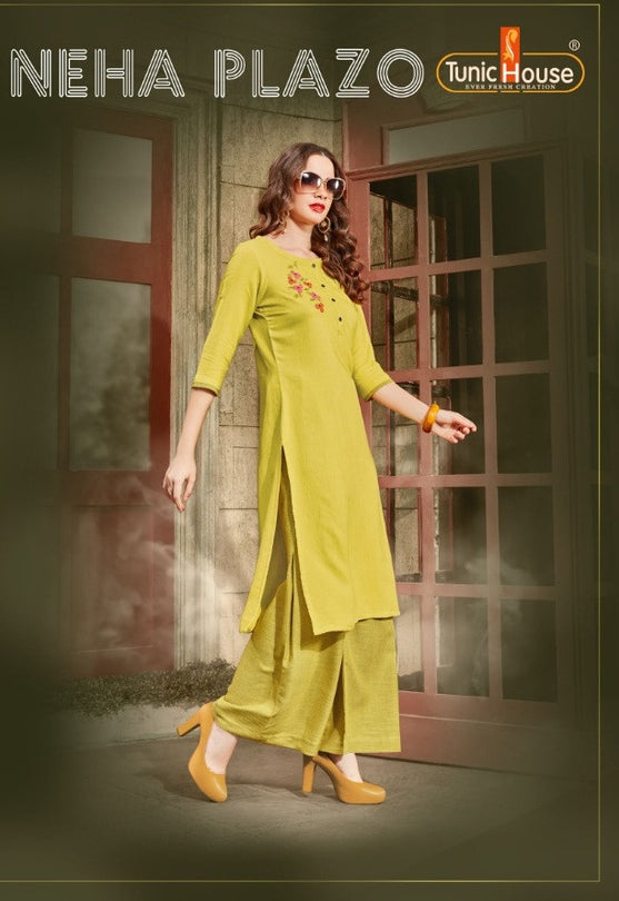 Tunic House Neha Plazo Kurti With Palazzo Catalog
