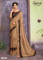 Saroj Marie Gold Lycra Frill Saree Catalog Collection