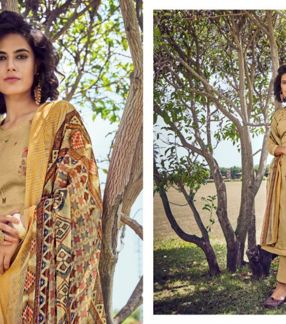 Kesari Trendz Brasso Dupatta Vol-2 Cotton Satin Dress Material Catalog