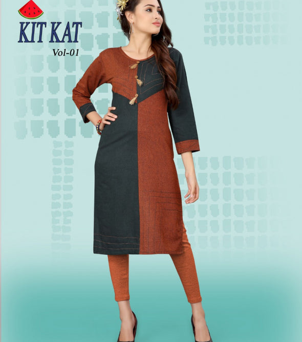 Watermalon Clothing Kitkat Handloom Cotton Work Casual Running Wear Kurti Catalog