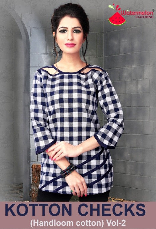 Watermelon Clothing Kotton Checks Vol-2 Handloom Cotton Western Short Tops Catalog