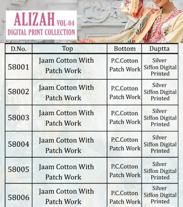 Cyra Fashion Alizah Vol-4 Digital Print Collection Catalog